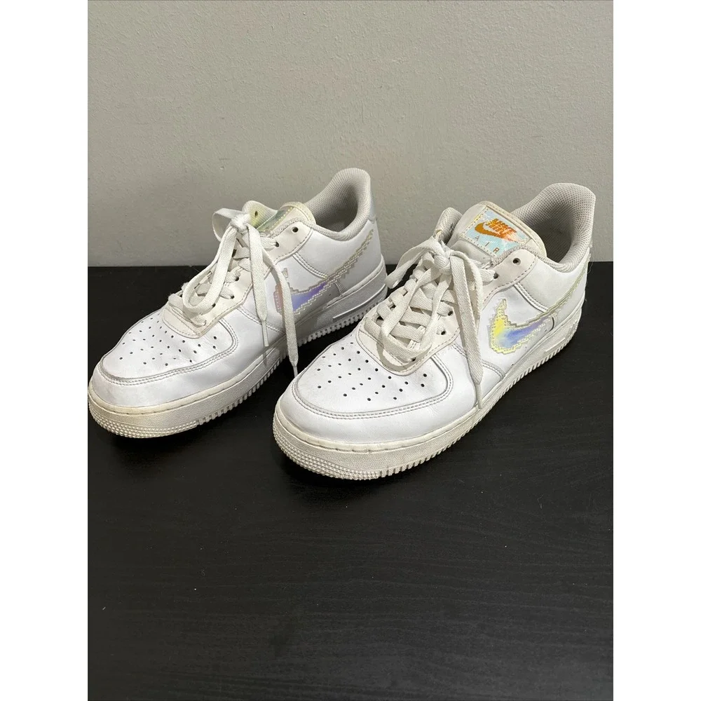 Nike Air Force 1 Low Iridescent Pixel White Multicolor CV1699-100 Men's Size 9